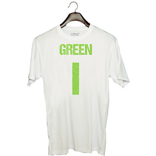                       UDNAG Unisex Round Neck Graphic 'Navratri | Green' Polyester T-Shirt White                                              