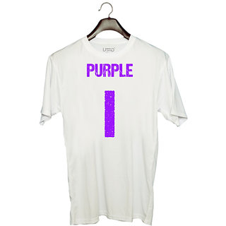                       UDNAG Unisex Round Neck Graphic 'Navratri | Purple' Polyester T-Shirt White                                              