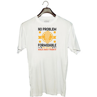                       UDNAG Unisex Round Neck Graphic 'Walking | No problem is so formidable' Polyester T-Shirt White                                              