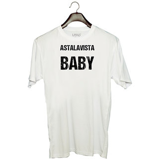                       UDNAG Unisex Round Neck Graphic 'Baby | Astalavista Baby' Polyester T-Shirt White                                              