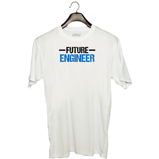                       UDNAG Unisex Round Neck Graphic 'Engineer | Future Engineer1' Polyester T-Shirt White                                              