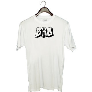                       UDNAG Unisex Round Neck Graphic 'Bhai | Bro' Polyester T-Shirt White                                              