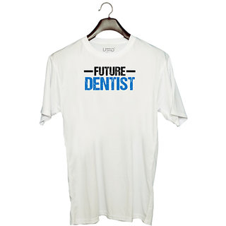                       UDNAG Unisex Round Neck Graphic 'Dentist | Future Dentist' Polyester T-Shirt White                                              