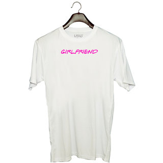                       UDNAG Unisex Round Neck Graphic 'Couple | Girlfriend' Polyester T-Shirt White                                              