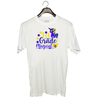                       UDNAG Unisex Round Neck Graphic '1st Grade | 1st grade magical' Polyester T-Shirt White                                              