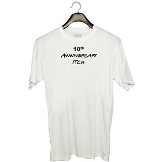 UDNAG Unisex Round Neck Graphic '10th Anniversary' Polyester T-Shirt White