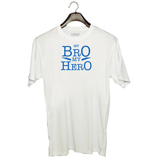                       UDNAG Unisex Round Neck Graphic 'Brother Sister | My bro my Hero' Polyester T-Shirt White                                              