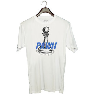                       UDNAG Unisex Round Neck Graphic 'Pawn' Polyester T-Shirt White                                              