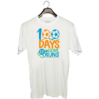                       UDNAG Unisex Round Neck Graphic '100 Days | 100 days of home runs' Polyester T-Shirt White                                              