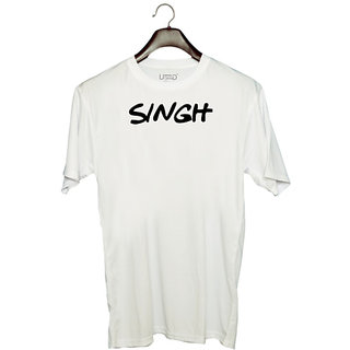                       UDNAG Unisex Round Neck Graphic 'Singh' Polyester T-Shirt White                                              