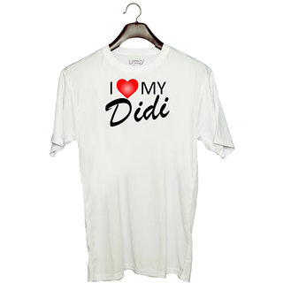                       UDNAG Unisex Round Neck Graphic 'Brother Sister | I love my Didi' Polyester T-Shirt White                                              