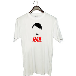                       UDNAG Unisex Round Neck Graphic 'Hit*er | Hail' Polyester T-Shirt White                                              