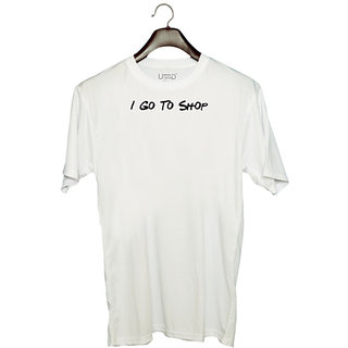 UDNAG Unisex Round Neck Graphic 'Couple | I go to Shop' Polyester T-Shirt White