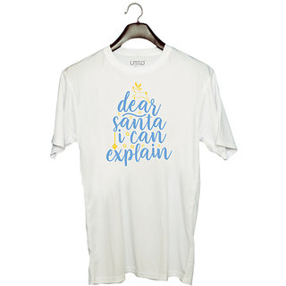                       UDNAG Unisex Round Neck Graphic 'Christmas Santa | dear santa i can explain' Polyester T-Shirt White                                              
