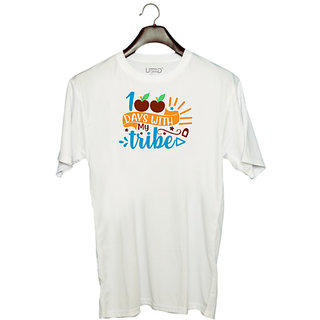                       UDNAG Unisex Round Neck Graphic 'Tribe | 100 days with my tribe' Polyester T-Shirt White                                              