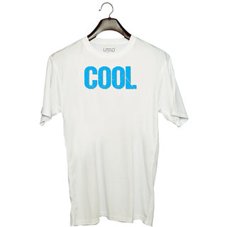                       UDNAG Unisex Round Neck Graphic 'Couple | Cool' Polyester T-Shirt White                                              