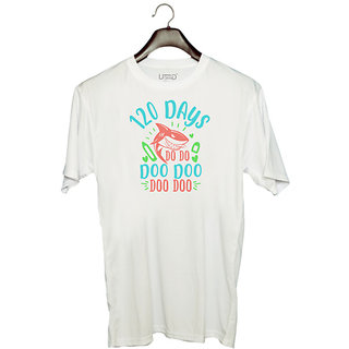 UDNAG Unisex Round Neck Graphic '120 Days | 120 days shark doo doo' Polyester T-Shirt White