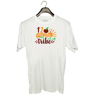                       UDNAG Unisex Round Neck Graphic 'Tribe | 120 days with my tribe' Polyester T-Shirt White                                              