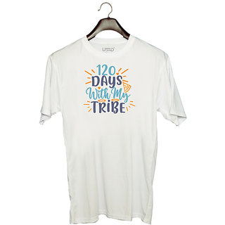                       UDNAG Unisex Round Neck Graphic 'Tribe | 120 days with my tribee' Polyester T-Shirt White                                              