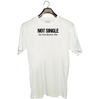                       UDNAG Unisex Round Neck Graphic 'Couple | Not single do not bother me' Polyester T-Shirt White                                              