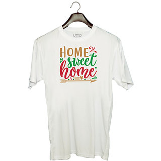                       UDNAG Unisex Round Neck Graphic 'Home | home sweet homee' Polyester T-Shirt White                                              