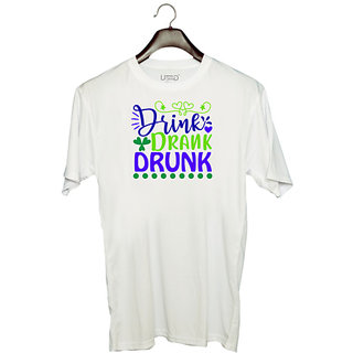                       UDNAG Unisex Round Neck Graphic 'School Teacher | drink drank drunk' Polyester T-Shirt White                                              