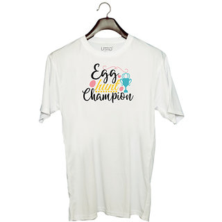                       UDNAG Unisex Round Neck Graphic 'Easter | egg hunt champion' Polyester T-Shirt White                                              