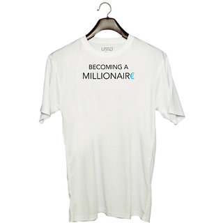                       UDNAG Unisex Round Neck Graphic 'Millionaire | Becoming a millionaire' Polyester T-Shirt White                                              