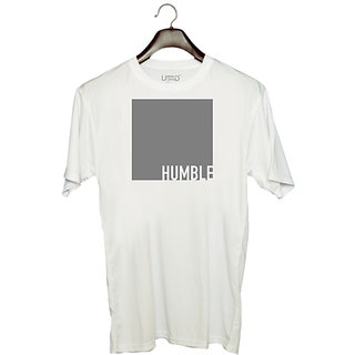                       UDNAG Unisex Round Neck Graphic 'Humble' Polyester T-Shirt White                                              