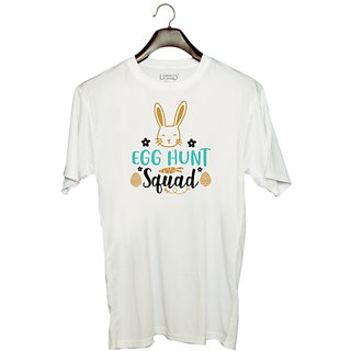                       UDNAG Unisex Round Neck Graphic 'Easter | egg hunt squad' Polyester T-Shirt White                                              