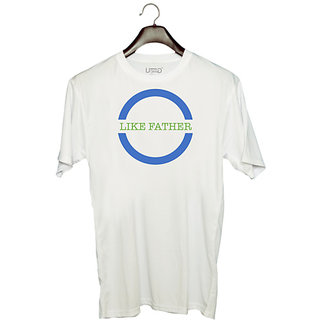                       UDNAG Unisex Round Neck Graphic 'Father mother | Like father' Polyester T-Shirt White                                              