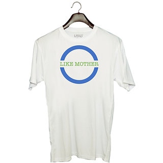                       UDNAG Unisex Round Neck Graphic 'Father mother | Like Mother' Polyester T-Shirt White                                              