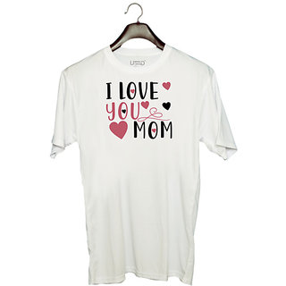                       UDNAG Unisex Round Neck Graphic 'Mother | I love you mom' Polyester T-Shirt White                                              