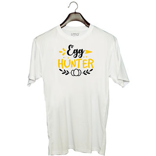                       UDNAG Unisex Round Neck Graphic 'Easter | egg hunter' Polyester T-Shirt White                                              