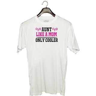                       UDNAG Unisex Round Neck Graphic 'Aunt | aunt like a mom only cooler' Polyester T-Shirt White                                              