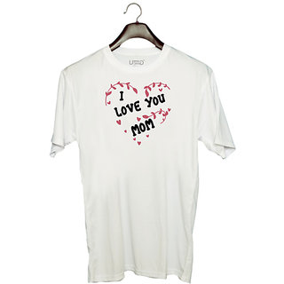                       UDNAG Unisex Round Neck Graphic 'Mummy | I love you mom' Polyester T-Shirt White                                              