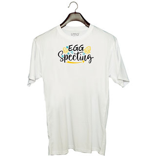                       UDNAG Unisex Round Neck Graphic 'Easter | Egg Specting 2' Polyester T-Shirt White                                              