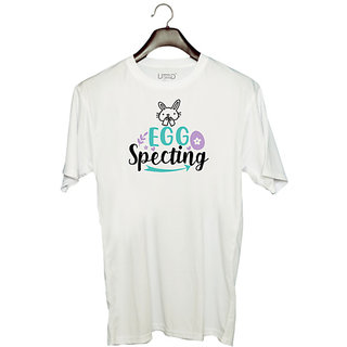                       UDNAG Unisex Round Neck Graphic 'Easter | Rabbit egg specting' Polyester T-Shirt White                                              