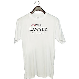                       UDNAG Unisex Round Neck Graphic 'Lawyer | I am a Lawyer' Polyester T-Shirt White                                              