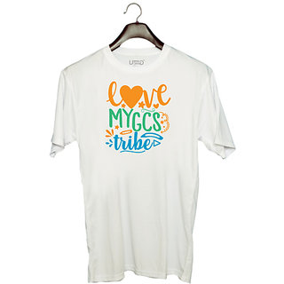                       UDNAG Unisex Round Neck Graphic 'School Teacher | love my gcs tribe' Polyester T-Shirt White                                              