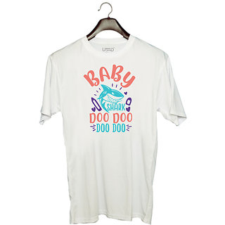                       UDNAG Unisex Round Neck Graphic 'Baby | baby shark doo doo' Polyester T-Shirt White                                              