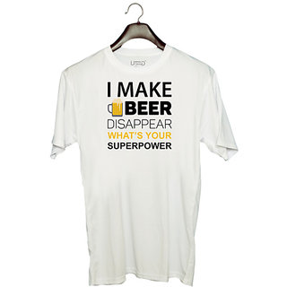                       UDNAG Unisex Round Neck Graphic 'Beer | I Make Beer' Polyester T-Shirt White                                              