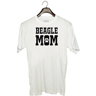                       UDNAG Unisex Round Neck Graphic 'Mom | Beagle mom' Polyester T-Shirt White                                              