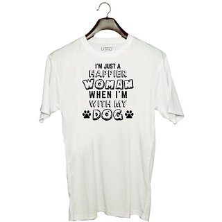                       UDNAG Unisex Round Neck Graphic 'Dog | I'm Just A' Polyester T-Shirt White                                              