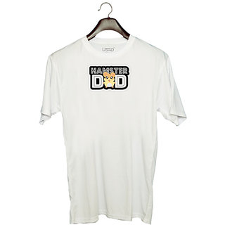                       UDNAG Unisex Round Neck Graphic 'Dad | hamster Dad' Polyester T-Shirt White                                              