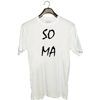                       UDNAG Unisex Round Neck Graphic 'Couple | SO MA' Polyester T-Shirt White                                              