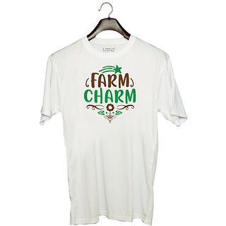                       UDNAG Unisex Round Neck Graphic 'farm charm' Polyester T-Shirt White                                              