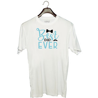                       UDNAG Unisex Round Neck Graphic 'Dad Father | Best dad ever' Polyester T-Shirt White                                              