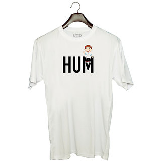                       UDNAG Unisex Round Neck Graphic 'Couple | Hum' Polyester T-Shirt White                                              