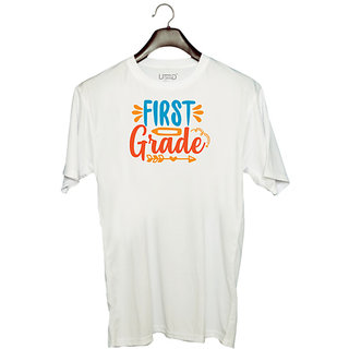                       UDNAG Unisex Round Neck Graphic 'School Teacher | first grade' Polyester T-Shirt White                                              